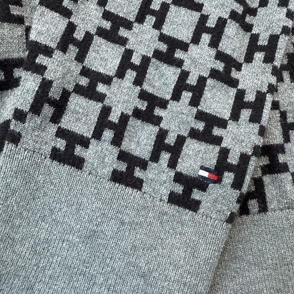 Tommy Hilfiger Cardigan Womens Large Gray Logo 100% Cotton Long Sleeve Fitted - Picture 6 of 12